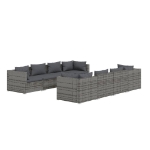 Set Divani da Giardino 9 pz con Cuscini in Polyrattan Grigio