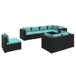 Set Divani da Giardino 8 pz con Cuscini in Polyrattan Nero