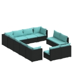 Set Divani da Giardino 12 pz con Cuscini in Polyrattan Nero