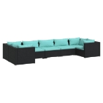 Set Divani da Giardino 7 pz con Cuscini in Polyrattan Nero