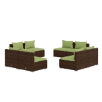 Set Divani da Giardino 8 pz con Cuscini in Polyrattan Marrone