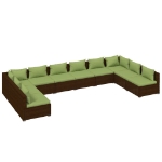 Set Divani da Giardino 10 pz con Cuscini in Polyrattan Marrone