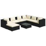 Set Salotto da Giardino 8 pz con Cuscini in Polyrattan Nero