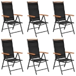 Set Mobili da Pranzo da Giardino 7 pz in Alluminio Nero