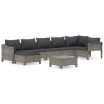 Set Divani da Giardino 8 pz con Cuscini in Polyrattan Grigio