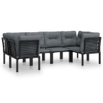 Set Salotto da Giardino 6 pz in Polyrattan Nero e Grigio