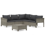 Set Divani da Giardino 6 pz con Cuscini in Polyrattan Grigio