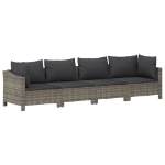 Set Divani da Giardino 4 pz con Cuscini in Polyrattan Grigio