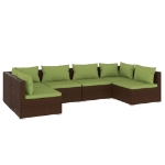 Set Divani da Giardino 6 pz con Cuscini in Polyrattan Marrone