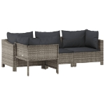 Set Divani da Giardino 4 pz con Cuscini in Polyrattan Grigio