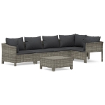 Set Divani da Giardino 6 pz con Cuscini in Polyrattan Grigio