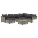 Set Divani da Giardino 8 pz con Cuscini in Polyrattan Grigio