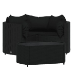 Set Divani da Giardino 4 pz con Cuscini Nero in Polyrattan