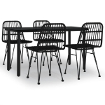 Set da Pranzo da Giardino 5 pz Nero in Polyrattan