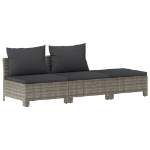 Set Divani da Giardino 3 pz con Cuscini in Polyrattan Grigio