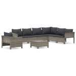 Set Divani da Giardino 8 pz con Cuscini in Polyrattan Grigio