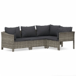 Set Divani da Giardino 4 pz con Cuscini in Polyrattan Grigio