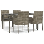 Set da Pranzo da Giardino 5 pz con Cuscini in Polyrattan Grigio