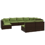 Set Divani da Giardino 9 pz con Cuscini in Polyrattan Marrone