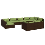 Set Divani da Giardino 9 pz con Cuscini in Polyrattan Marrone