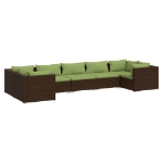 Set Divani da Giardino 7 pz con Cuscini in Polyrattan Marrone