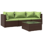 Set Divani da Giardino 4 pz con Cuscini in Polyrattan Marrone