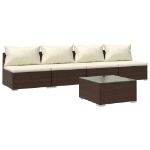 Set Divani da Giardino 5 pz con Cuscini in Polyrattan Marrone