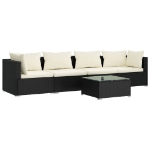 Set Divani da Giardino 5 pz con Cuscini in Polyrattan Nero