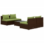 Set da Giardino 5 pz con Cuscini in Polyrattan Marrone