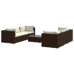 Set Divani da Giardino 7 pz con Cuscini in Polyrattan Marrone