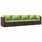 Set Divani da Giardino 4 pz con Cuscini in Polyrattan Marrone