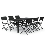 Set da Pranzo per Giardino 7 pz Grigio e Nero