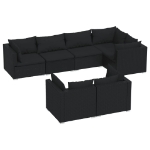 Set Divani da Giardino 7 pz con Cuscini in Polyrattan Nero