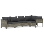 Set Divani da Giardino 5 pz con Cuscini in Polyrattan Grigio