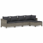 Set Divani da Giardino 5 pz con Cuscini in Polyrattan Grigio