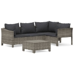 Set Divani da Giardino 5 pz con Cuscini in Polyrattan Grigio