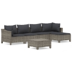 Set Divani da Giardino 6 pz con Cuscini in Polyrattan Grigio