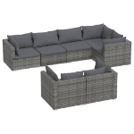 Set Divani da Giardino 7 pz con Cuscini in Polyrattan Grigio