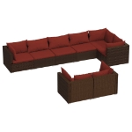 Set Divani da Giardino 8 pz con Cuscini in Polyrattan Marrone