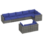 Set Divani da Giardino 8 pz con Cuscini in Polyrattan Grigio