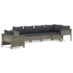 Set Divani da Giardino 6 pz con Cuscini in Polyrattan Grigio