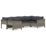 Set Divani da Giardino 6 pz con Cuscini in Polyrattan Grigio