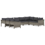 Set Divani da Giardino 9 pz con Cuscini in Polyrattan Grigio