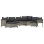 Set Divani da Giardino 7 pz con Cuscini in Polyrattan Grigio