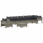 Set Divani da Giardino 8 pz con Cuscini in Polyrattan Grigio