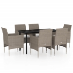 Set da Pranzo da Giardino 7 pz con Cuscini Beige e Nero