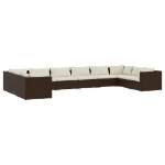 Set Divani da Giardino 10 pz con Cuscini in Polyrattan Marrone