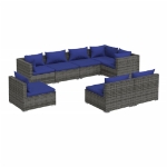 Set Divani da Giardino 8 pz con Cuscini in Polyrattan Grigio