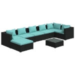 Set Salotto da Giardino 8 pz con Cuscini in Polyrattan Nero