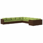 Set Divani da Giardino 10 pz con Cuscini in Polyrattan Marrone